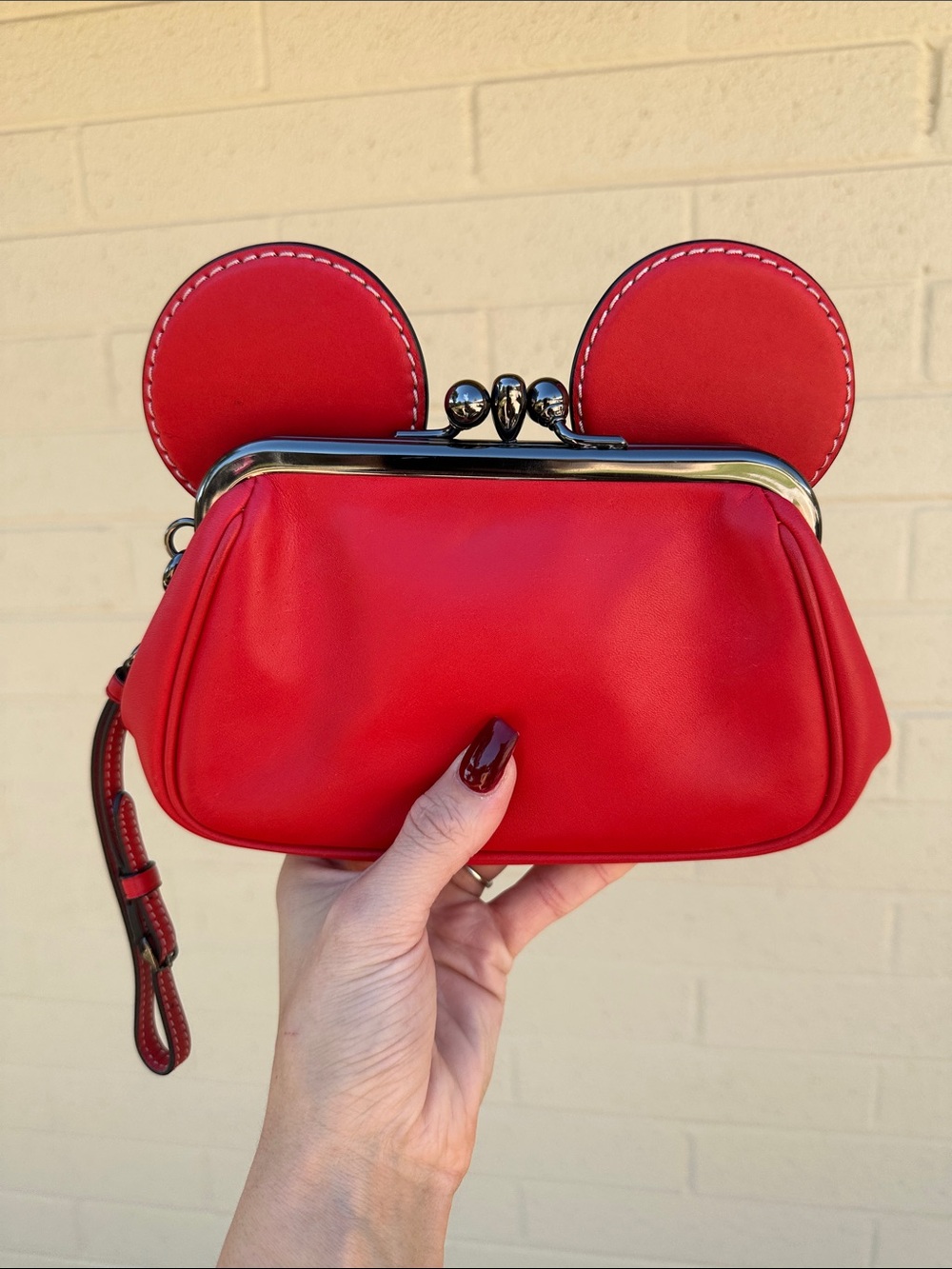 Coach Disney Red Leather Mickey ear bag!